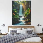 Tropical Escape - Diep Oerwoud Waterval Canvas Kun Afdruk (Insitu (Slaapkamer))
