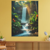 Tropical Escape - Diep Oerwoud Waterval Canvas Kun Afdruk (Insitu (Woonkamer))