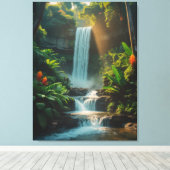 Tropical Escape - Diep Oerwoud Waterval Canvas Kun Afdruk (Insitu (Houten vloer))