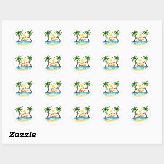 Tropical Escape Palm Beach Sticker (Vel)