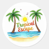 Tropical Escape Palm Beach Sticker (Voorkant)