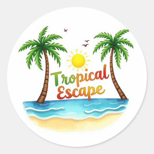 Tropical Escape Palm Beach Sticker (Voorkant)