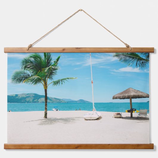 Tropical Escape – Serene Beach Paradise Hangend Wandkleed (Voorkant)