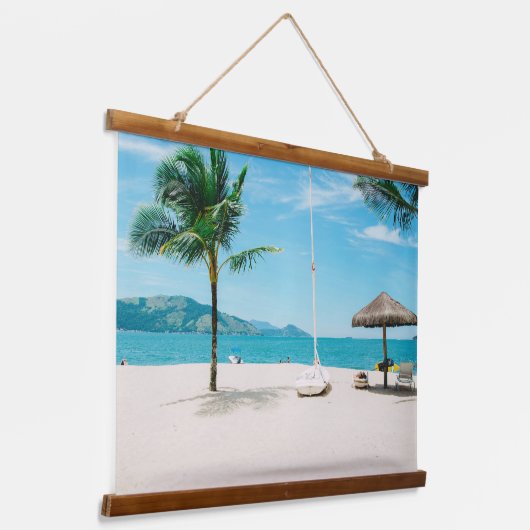 Tropical Escape – Serene Beach Paradise Hangend Wandkleed (Gebogen)