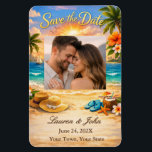 Tropical Eternity Photo Save Date Wedding Magnet Magneet<br><div class="desc">Tropical Eternity invites couples to announce their special day with a burst of island charm. This customizable template features “Save the Date” elegantly scripted at the top, a large central photo space for showcasing the couple’s favorite moment, and ample room below for personalized wording. The design is infused with lush...</div>