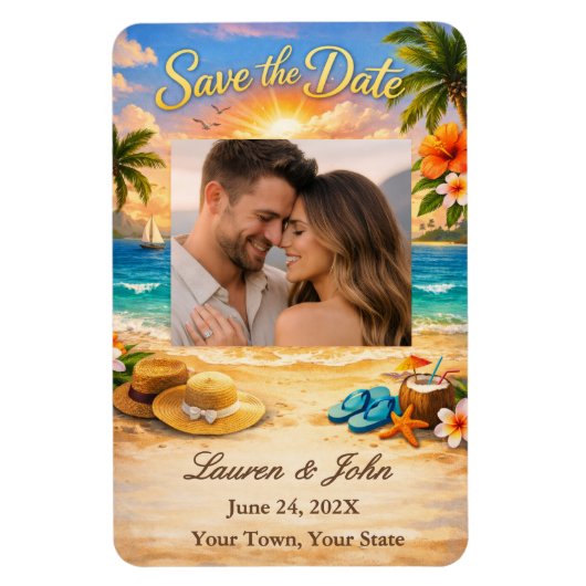 Tropical Eternity Photo Save Date Wedding Magnet Magneet (Verticaal)