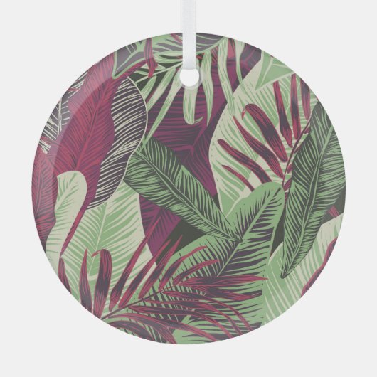 Tropical Exotic: Trendy groen naadloos Glas Ornament (Voorkant)