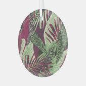 Tropical Exotic: Trendy groen naadloos Glas Ornament (Voorkant links)