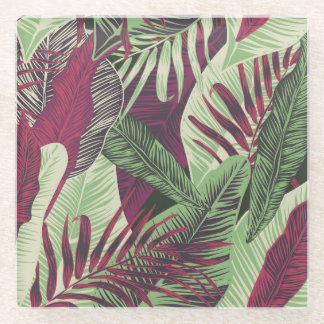 Tropical Exotic: Trendy groen naadloos Glazen Onderzetter