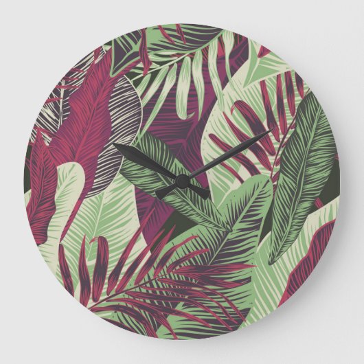 Tropical Exotic: Trendy groen naadloos Grote Klok (Voorkant)