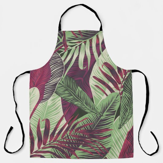 Tropical Exotic: Trendy groen naadloos Schort (Voorkant)