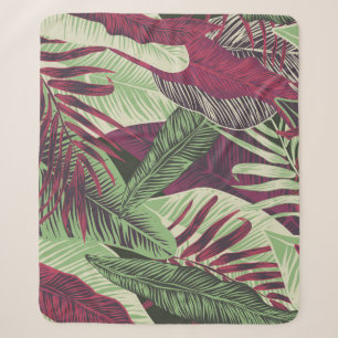 Tropical Exotic: Trendy groen naadloos Sherpa Deken