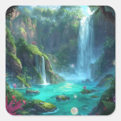 Tropical Falls & Crystal Glow Vierkante Sticker (Voorkant)