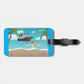 Tropical Family Beach Cruise Fun Bagagelabel (Achterkant horizontaal)