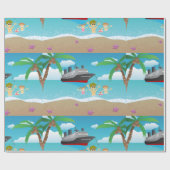 Tropical Family Beach Cruise Fun Cadeaupapier (Vlak)