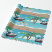 Tropical Family Beach Cruise Fun Cadeaupapier (Uitgerold)
