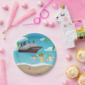 Tropical Family Beach Cruise Fun Papieren Bordje (Feest)