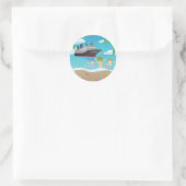 Tropical Family Beach Cruise Fun Ronde Sticker (Tas)