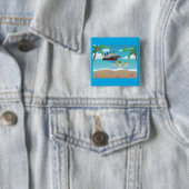 Tropical Family Beach Cruise Fun Vierkante Button 5,1 Cm (In situ)