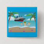 Tropical Family Beach Cruise Fun Vierkante Button 5,1 Cm (Voorkant)