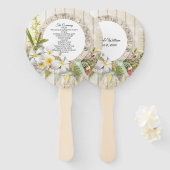 Tropical Faux Wood and Floral Wedding Program Handwaaier (Voorkant en achterkant)