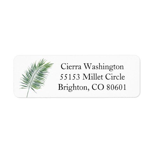 Tropical Fern Return Address Label (Voorkant)