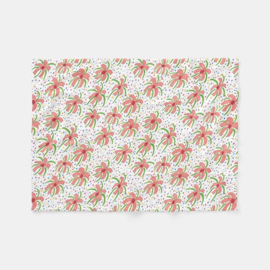 Tropical Fiesta Flowers Fleece Deken (Voorkant (Horizontaal))