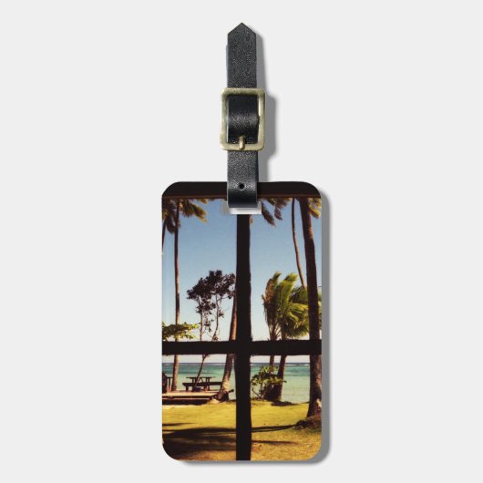 Tropical Fiji Beach Scene cd ltcnm Bagagelabel (Voorkant verticaal)