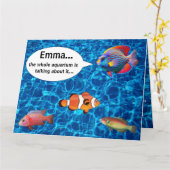 Tropical Fish Aquarium Verjaardag Kaart (Gele Bloem)