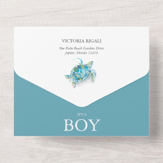 Tropical Fish Baby shower Alles in één uitnodiging (Achterkant)