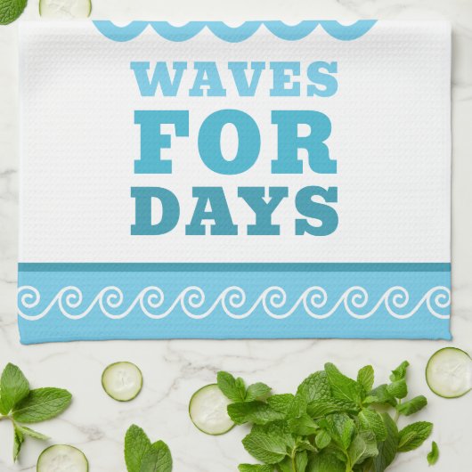 Tropical Fish Beach Waves for Days Customizable Theedoek (Gevouwen)