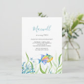 Tropical Fish Boy Verjaardagsfeestje Waterverf Kaart (Staand voorkant)