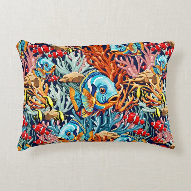 Tropical Fish Colorful Summer Vibes Accent Kussen (Voorkant)