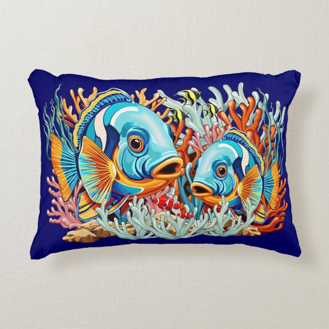 Tropical Fish Colorful Summer Vibes Accent Kussen (Voorkant)