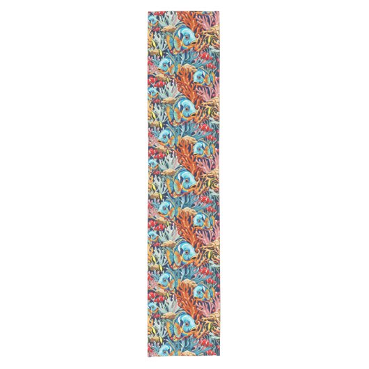 Tropical Fish Colorful Summer Vibes Korte Tafelloper (Voorkant)