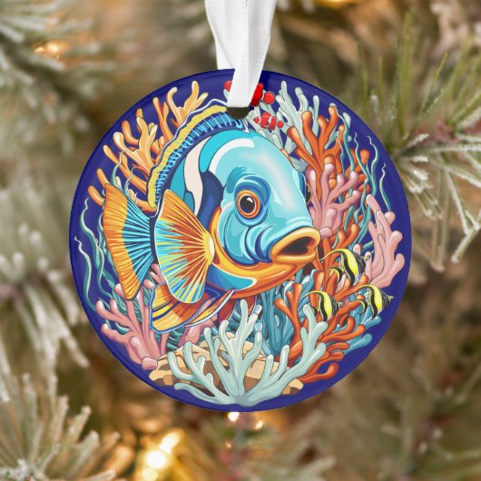 Tropical Fish Colorful Summer Vibes Ornament (Boom)