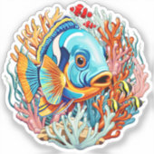 Tropical Fish Colorful Summer Vibes Sticker (Voorkant)