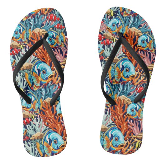 Tropical Fish Colorful Summer Vibes Teenslippers (Voetbed)