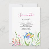 Tropical Fish Meisje Verjaardagsfeestje Waterverf Kaart (Voorkant)