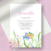 Tropical Fish Meisje Verjaardagsfeestje Waterverf Kaart