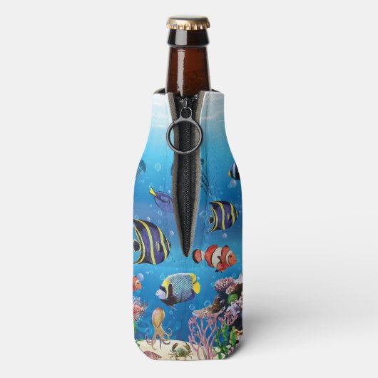 Tropical Fish swimming Seabed Flesjeskoeler (Fles Achterkant)