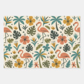 Tropical Flamingo and Palm Tree Pattern Inpakpapier Vel (Voorkant 2)