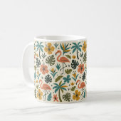 Tropical Flamingo and Palm Tree Pattern Koffiemok (Voorkant links)