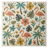 Tropical Flamingo and Palm Tree Pattern Tegeltje (Voorkant)