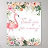 Tropical Flamingo Baby shower Bedankt voor je koms Poster (Voorkant)