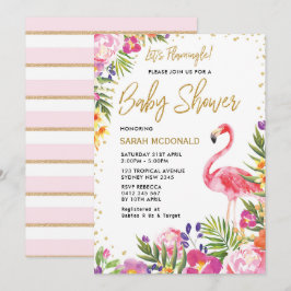 Tropical Flamingo Baby shower Bloemenuitnodiging Kaart