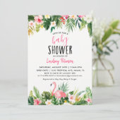 Tropical Flamingo Baby shower Invitation Kaart (Staand voorkant)