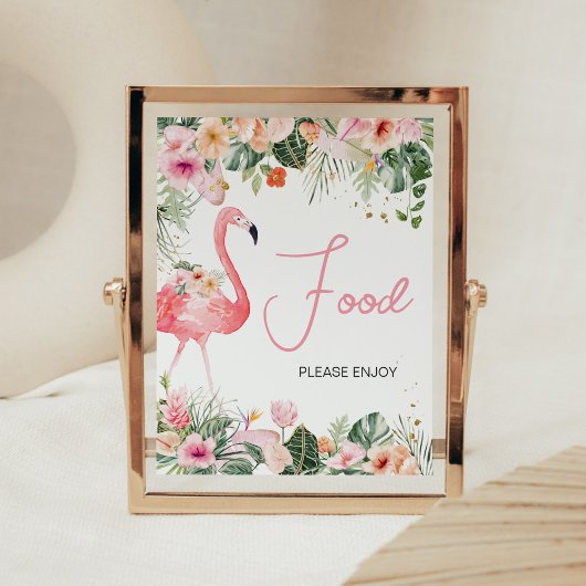 Tropical Flamingo Baby shower Voedsel Poster