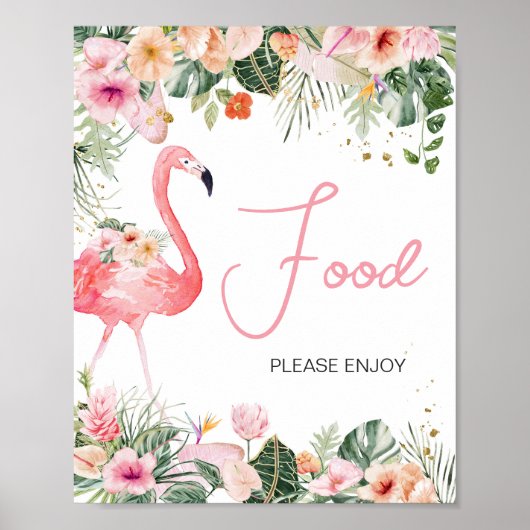 Tropical Flamingo Baby shower Voedsel Poster (Voorkant)