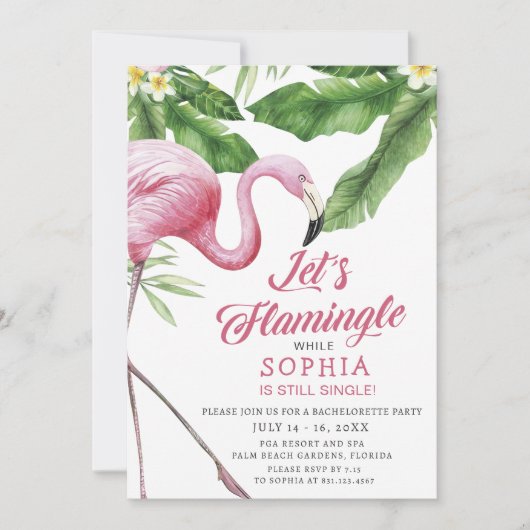 Tropical Flamingo Bachelorette Party Uitnodiging (Voorkant)